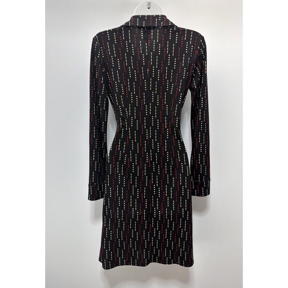 Express Womens Black Red Long Sleeve Wrap Dress Size 1/2 Y2K - Picture 3 of 6